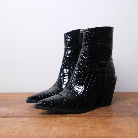 Truffle Collection Black Croc Western Boots - Picture 5 of 7